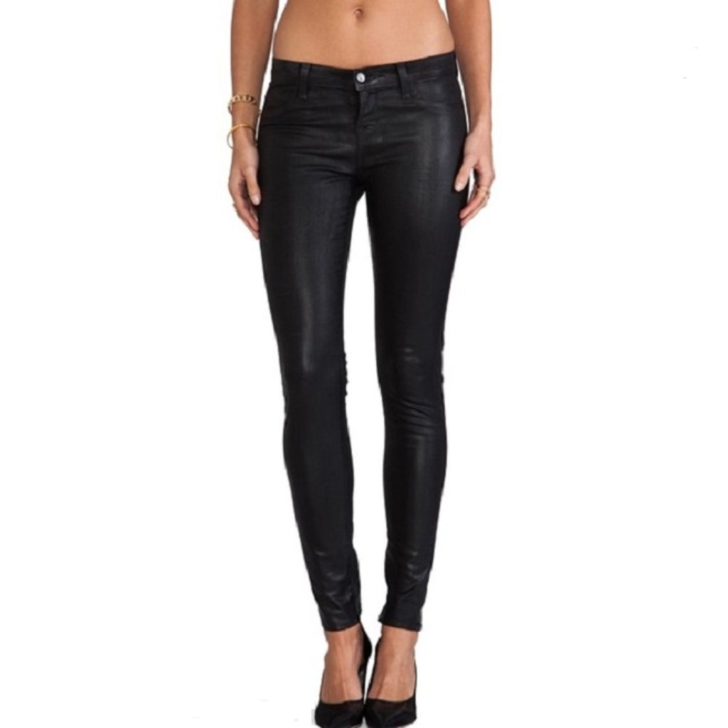 298 J Brand Coated Black Super Skinny Legging Style 901 Size 25